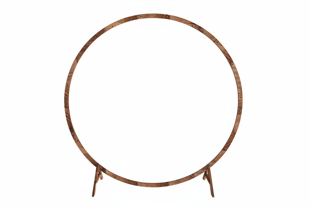 6.6 ft Round Wooden Wedding Arch – Rustic Natural Finish -One Day Rental Starting at $175