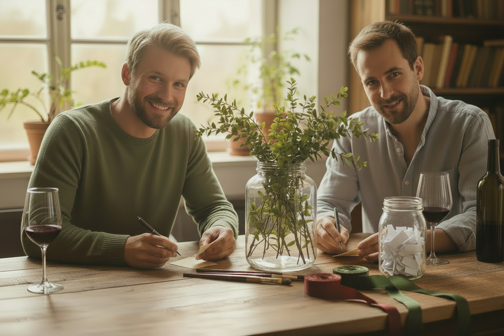 add a mason jar on the table with folded paper in it