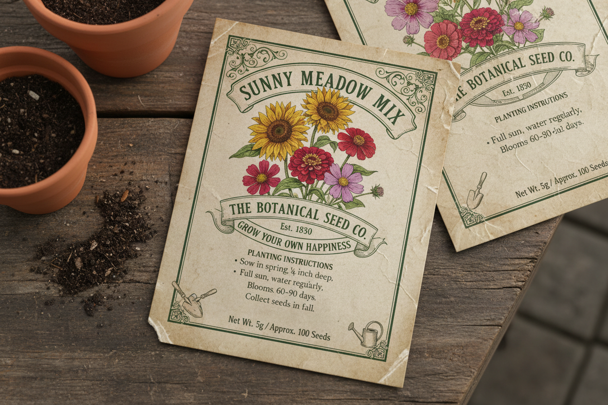 generate an image of a flower seed packet